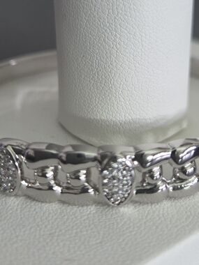 Sterling Silver Pavé Link Bracelet in Silver